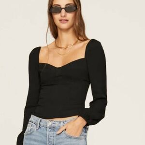 Reformation Reign Black Sweetheart Top EUC $148